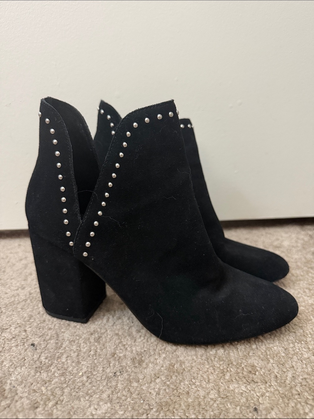 Steve Madden Black Suede Studded Ankle Booties